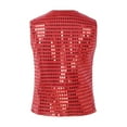 thumbnail image 2 of Linjinx Kids Boys Girls Sparkly Sequins Vest Crop Top Hip Hop Jazz Modern Dance Jacket Waistcoat Red 130, 2 of 6