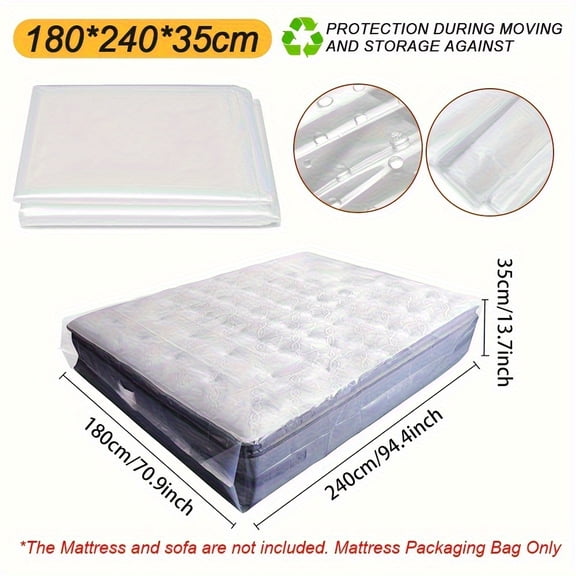 1-Pack Heavy Duty Mattress Bag, Extra Large PE Furniture Cover, Moving & Storage Protector for Beds, Sofas, Couches (70.87"x94.49" / 78.74"x94.49"), Durable Plastic Mattress Encasement