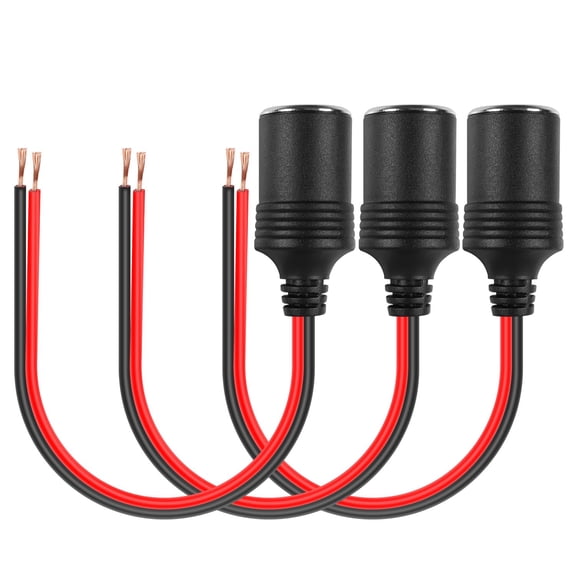 LujingZ 3 - Pcs 1FT 18AWG 12/24V Female Car Cigarette Lighter Socket - w/ Bare Wire Open End, for 120W Equipment Replacement