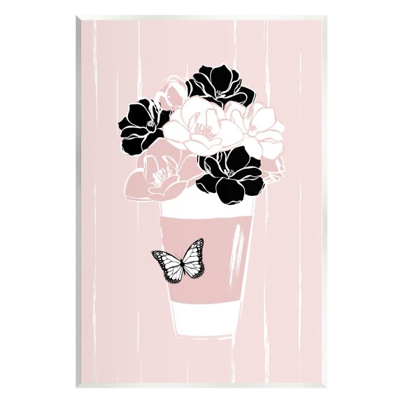 Stupell Industries Casual Coffee Cup Pink Assorted Flowers Arrangement Graphic Art Unframed Art Print Wall Art, Design by Martina Pavlova