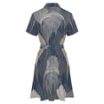 thumbnail image 6 of Elegant Gold Leaf Navy Pattern Womens Shirt Dresses Women'S Short Sleeve Dress Turn-Down Collar Dress A Line Casuall Dress Oversize(XS-6XL), 6 of 7