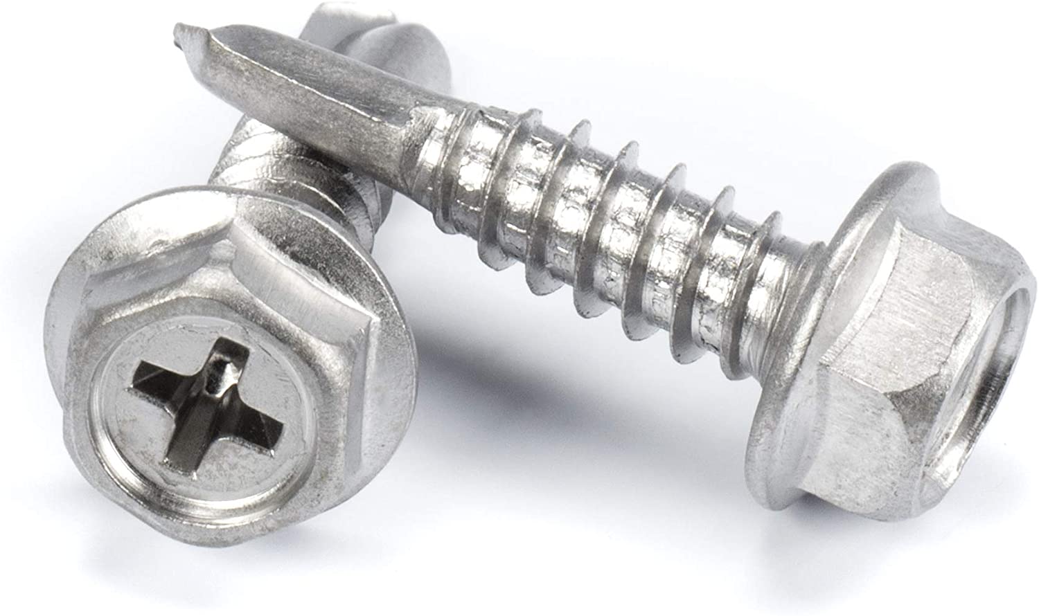 THE CIMPLE CO - 100pc Stainless Steel Self Drilling Tapping Screws #14 x 1" Hex and Phillips