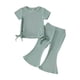 thumbnail image 1 of Odeerbi 9M-4Y Conjunto de Verano Para Niñas de Manga Corta de Algodón Con Ribete de Lechuga Pantalones Anchos Conjunto de Dos Piezas, 1 of 4
