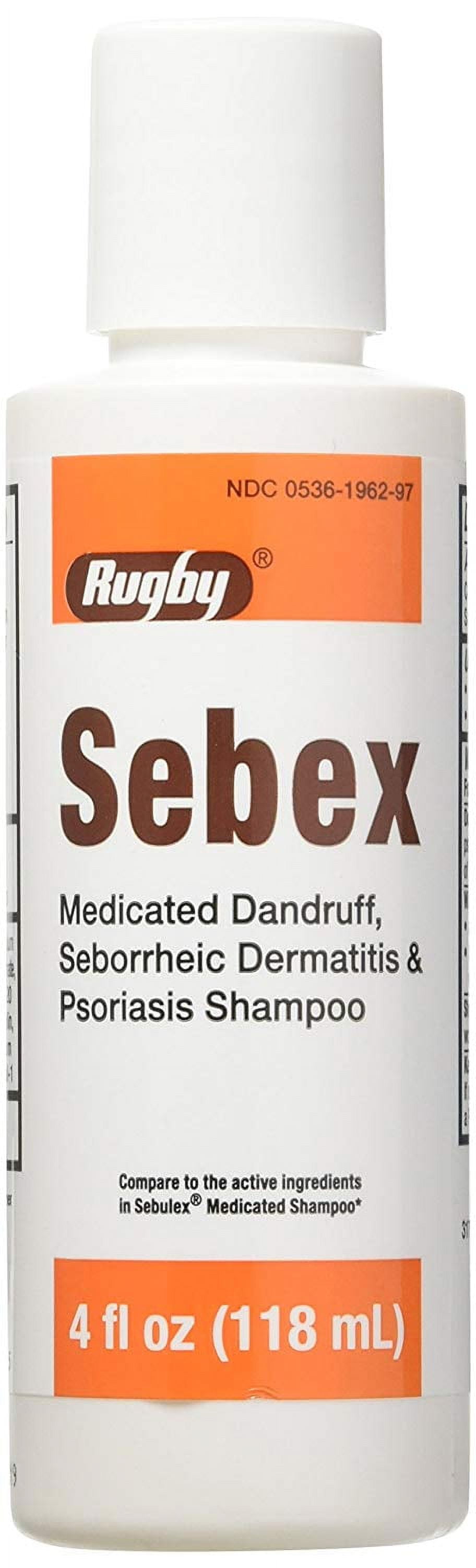 6 Pack - Rugby Sebex Liquid Medicated Dandruff Shampoo 4oz Each