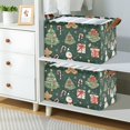 thumbnail image 2 of Yayeee Foldable Storage Basket for Shelves with Handles Set of 2 Waterproof Cloth Bins, Green Christmas Trees, 2 of 7