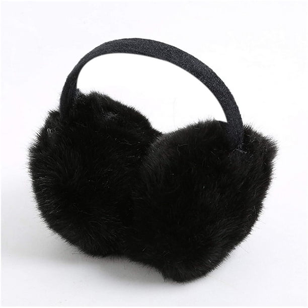 Felpa Fuzzy Faux Fur Orejeras Warm Classic Mujeres Niñas Orejeras Earlap Glitter Lentejuelas Orejeras Diadema (Color : Black) Adepaton CJWUS-2101