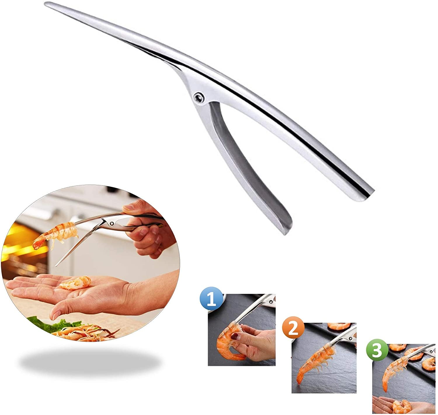 HZKAICUN Shrimp Peeler Tool Stainless Steel Prawn Shrimp Peeling Plier