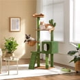 thumbnail image 2 of Yaheetech 59.3'' Cactus Cat Tree with Condo, Basket & 3 Scratching Posts, Green/Brown, 2 of 7