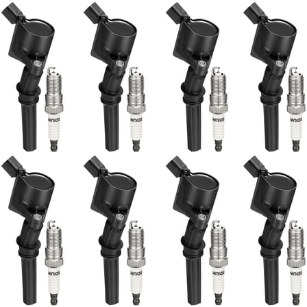 BDFHYK Ignition Coil DG508 & Spark Plug SP493 SP479 Compatible with Lincoln Navigator F-150 F-250 F350 E150 E250 E350 E450 5.4L V8,Set of 8