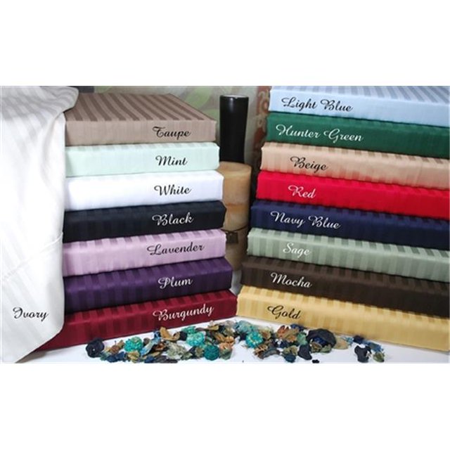 300 Thread Count Cal.King Sheet Set Egyptian Cotton Stripe-Burgundy
