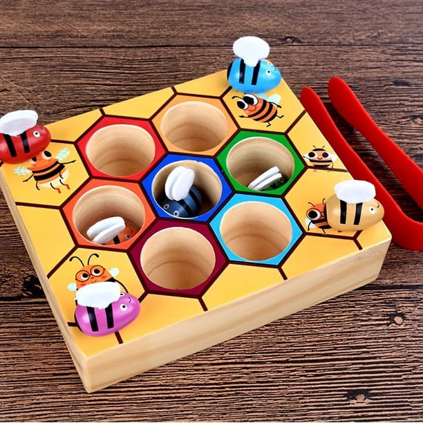 Maison d'abeilles en bois, jeu assorti abeille à ruche, Puzzle de tri des couleurs Montessori, jouet de motricité Fine, cadeau éducatif précoce  26