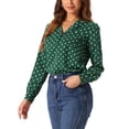 thumbnail image 4 of INSPIRE CHIC Chemises à Manches Longues à Pois en Forme de Cœur pour Femmes avec Col en V et Boutons, 4 of 6