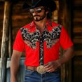thumbnail image 2 of xfsWaSs Western Cowboy Shirts For Men Casual Button Down Short Sleeve Shirt Floral Embroidered Festival Shirts Holiday Celebration Retro Party Tops, 2 of 5