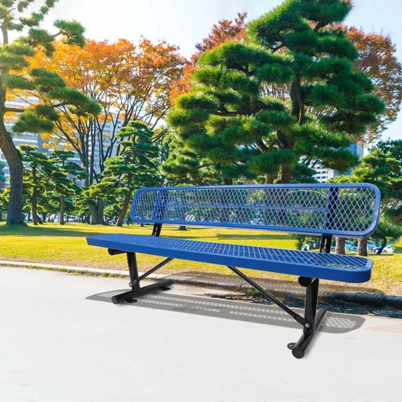 Afoxsos 6 ft. Outdoor Steel Bench with Backrest in Blue