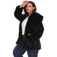 thumbnail image 4 of Abrigo largo de piel sintética de talla grande para mujer Mangas largas con capucha Parka pelud Irfora Abrigo de invierno, 4 of 7