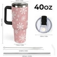 thumbnail image 2 of 40 Oz Tumbler with Handle And Straw Pink Christmas Snowflakes Stainless Steel Insulated Tumblers Winter Holiday Cup Coffee Mug for Holiday Birthday Party, 2 of 5