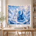 thumbnail image 5 of White Wolf and Blue Dragon on Icy Mountain, Serene Fantasy for Fantasy Art Lovers, Mystical Wildlife Wall Decor, Christmas Gift, Tapestry Wall Hanging for Bedroom and Living Room, 5 of 6