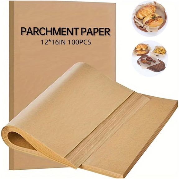 100Pcs Parchment Paper Baking Sheets 9x13 Inches Non-Stick Precut Baking Parchment  for Baking  Cooking  Grilling  Air Fryer and Steaming - Unbleached  Fit for Half Sheet Pans