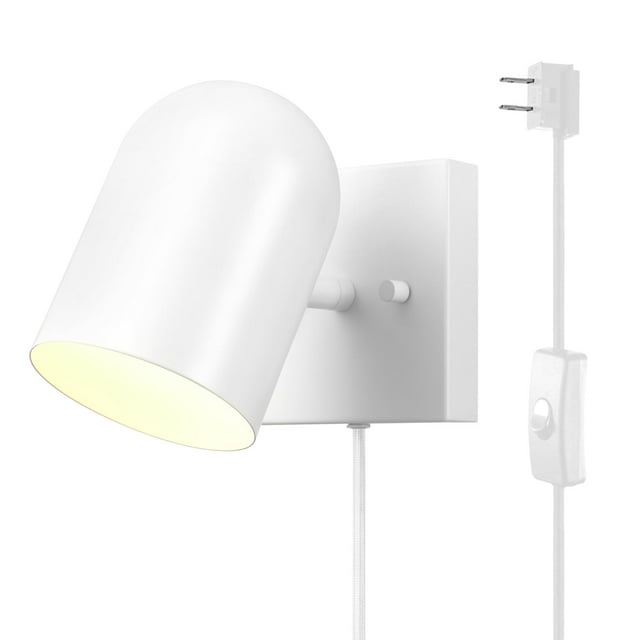 Aplique de Pared GLOBE 65000146 Blanco Mate 1 Luz con Cable de 1,8 m