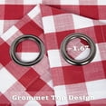 thumbnail image 3 of Eastvita Check Textured Grommet Window Curtain Panels For Living Room Plaid Window Curtain Drapes For Bedroom, Red And White, 37 X 84 Inch, 2 Panels, 3 of 7