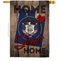 28 x 40 in. State Utah Home Sweet American State Vertical House Flag with Double-Sided Decorative Banner Garden Yard Gift