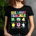 thumbnail image 5 of One Lucky Teacher Graphic T-Shirt | Cute Rainbow Clover School Tee, Maroon, S, 5 of 6