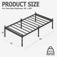 thumbnail image 4 of QFTIME 18" Twin-XL Metal Platform Bed Frame with Anti-Slip Stoppers, Heavy Duty Mattress Foundation, 4 of 7