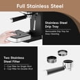 thumbnail image 3 of WHALL 20 Bar Espresso Machine, Touch Screen Coffee Maker with Milk Frother Steam Wand, Custom Coffee Volume, 1500W, 1L Removable Water Tank, 3 of 7
