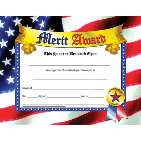 (Price/EA)Hayes School Publishing H-VA607 Certificates Merit Award 30/Pk 8.5 X 11 Ink Jet Laser