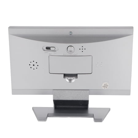 YAHHU LCD Digital Sound Sensor Table Desk Alarm Clock with Calendar and Temp Display, Silver, 5.71 x 4.41 inches