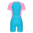 thumbnail image 2 of TiaoBug Kids UPF 50+ Rash Guard Swimsuit Girls Boys Short Sleeve Boyleg Sport Surfing Bathing Suit Pink Blue 5-6, 2 of 7