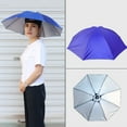 thumbnail image 3 of Pebbuoy Umbrella Hat with Elastic Headband Waterproof Head Umbrella Hat Portable Hands-Free Folding Cap Fishing Hiking Sunshade Hat for Adult Kids Women Men, 3 of 7