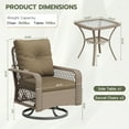 thumbnail image 3 of UDPATIO 3 Pieces Patio Furniture Set, Outdoor Swivel Gliders Rocker, Wicker Patio Bistro Set with Rattan Rocking Chair, Glass Top Side Table and Thickened Cushions (Brown coffee), 3 of 9