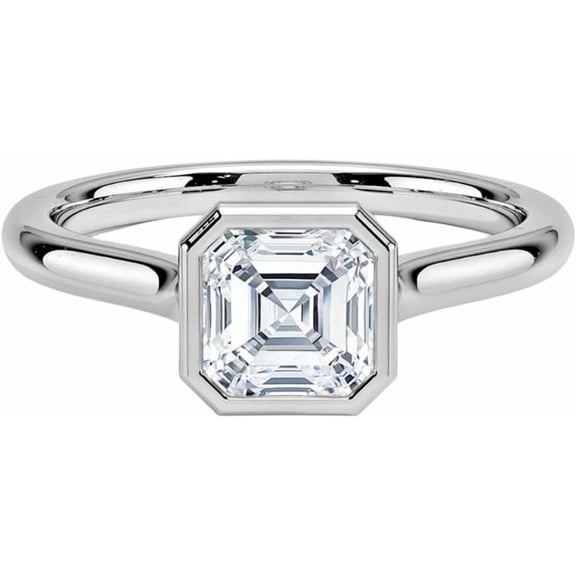 Jewelerix Unique Asscher Cut Ring 1 CT Moissanite Diamond Engagement Ring Sterling White Gold Amazing Birthday Gift for Sister
