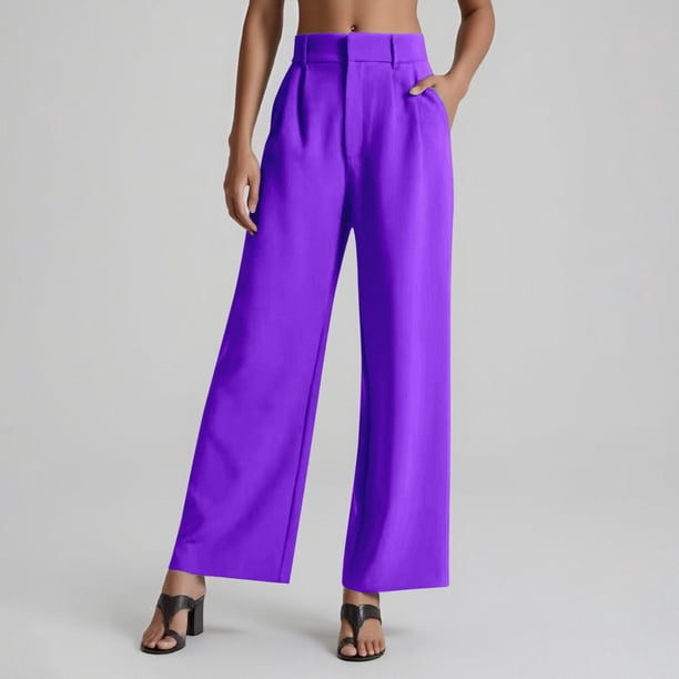 WILLBEST Pantalones Casuales para Mujer, Pantalones Anchos de Pierna Ancha y Cintura Alta, para el Trabajo y Los Negocios, Ropa Informal. Extra Grande