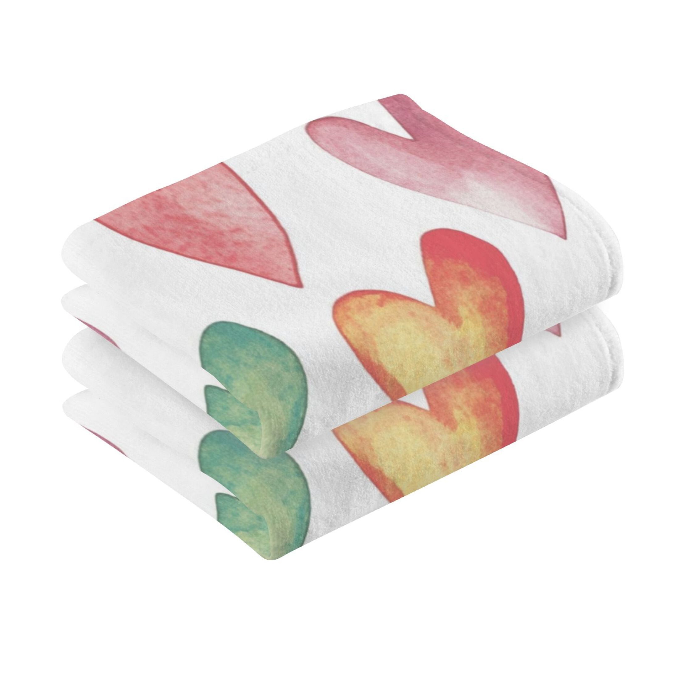 Cotton Towel Two-Piece 16x28 Inch One Sizex2 Face Towel Set Towel Set Cotton Hand Bath Towel Bathroom Beach Valentine's Day Cute Heart