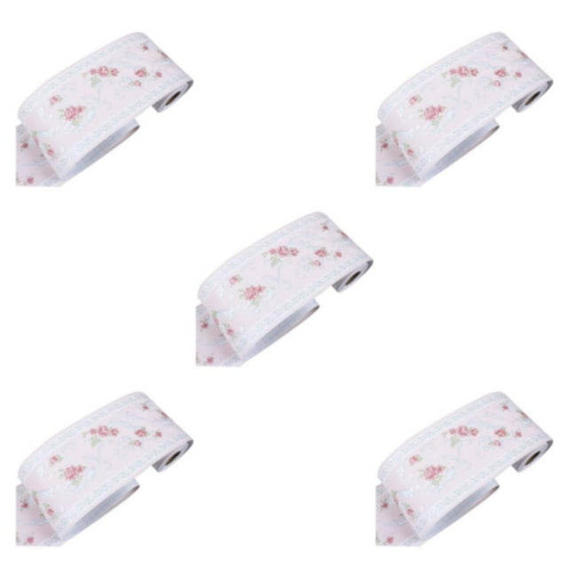 Thinsony PVC Wall Borders Sticker Instantly Change Look Of Any Room Personalized Home Style Creative pink floret 5Set