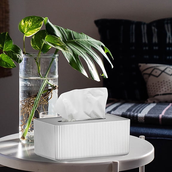 EXHUMKY White Tissue Box Holder for Office and Home, PP Plastic, Compact Size, 1 Piece Organizer