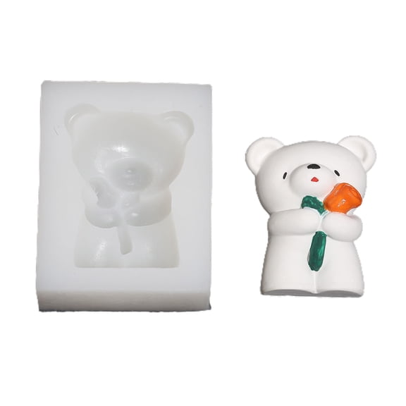 DIY Bear Flower Silicone Mold Chocolate Topper Candy Baking Fondant Cake Decor