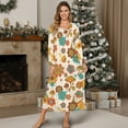 thumbnail image 4 of SEANATIVE Cozy Winter Nightgown for Women Soft Lightweight Sleepshirt Sleep Dress Button Front Long Sleeve Nightshirt Full-Length Loungewear, 4XL, Mushroom Floral Beige, 4 of 7