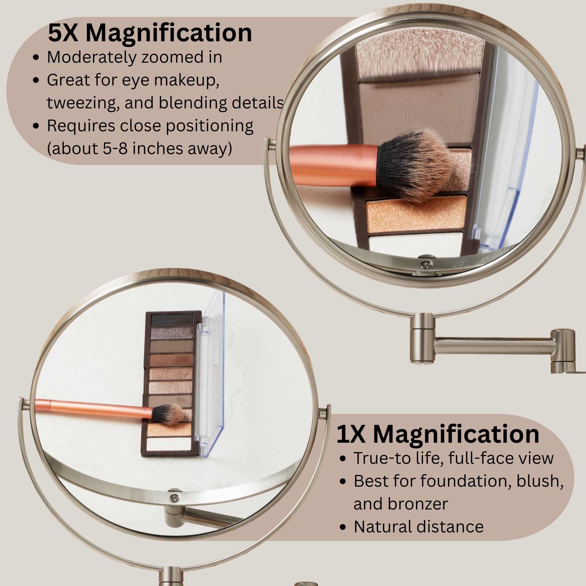 Jerdon 5X Magnifying Wall Mount Mirror, 8-Inch, Nickel photo 2