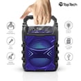 thumbnail image 3 of Top Tech Audio Jet-4 Altavoz portátil Bluetooth, volumen más alto, sonido estéreo nítido, graves ricos, alcance inalámbrico de 100 pies, entrada de micrófono (azul), 3 of 5