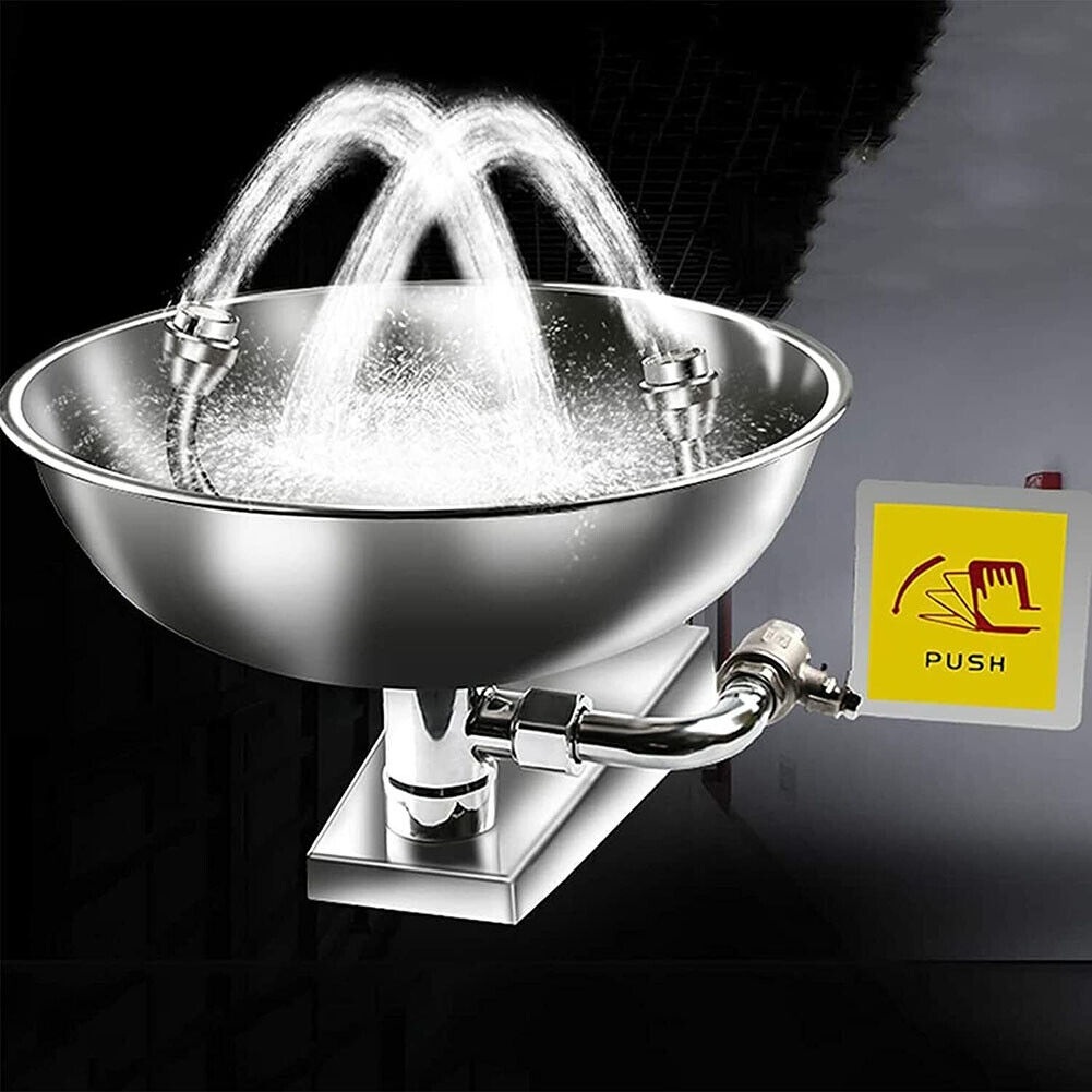 SHANNA Emergency Eye Wash Station 304 Stainless Steel First Aid Eyewash Wall-Mounted Face Washer Station