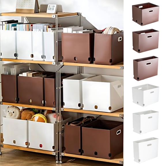 XiYing Foldable Portable Storage Box with Handles Desktop Book Organizer for Dormitory Clothing Storage Box Toy Storage Box Plastic Collapsible Bin 11X15X9 Inches