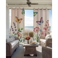 thumbnail image 4 of Pink Flowers Blackout Curtains 63 Inches Long, Spring Floral Butterfly Elegant Pastoral Botanical Thermal Insulated Black Out Curtains, Window Curtain for Bedroom Living Room 52"x63" 2 Panels, 4 of 9