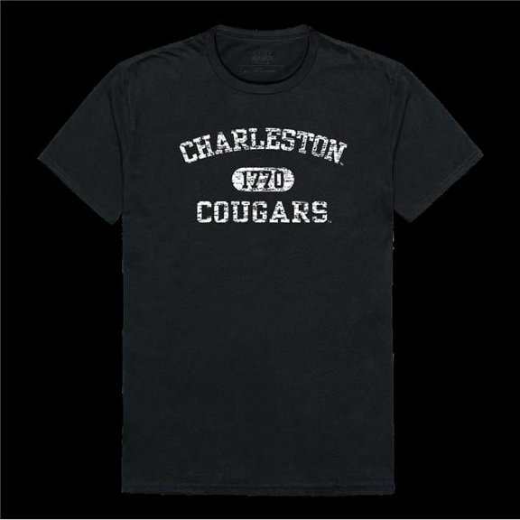 W Republic 574-115-BLK-04 College of Charleston Cougars Distressed Arch T-Shirt, Black - Extra Large