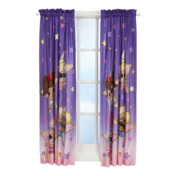 LOL Surprise! Kids Bedroom Window Curtains, 2 Panel Set, 63" Length, Purple