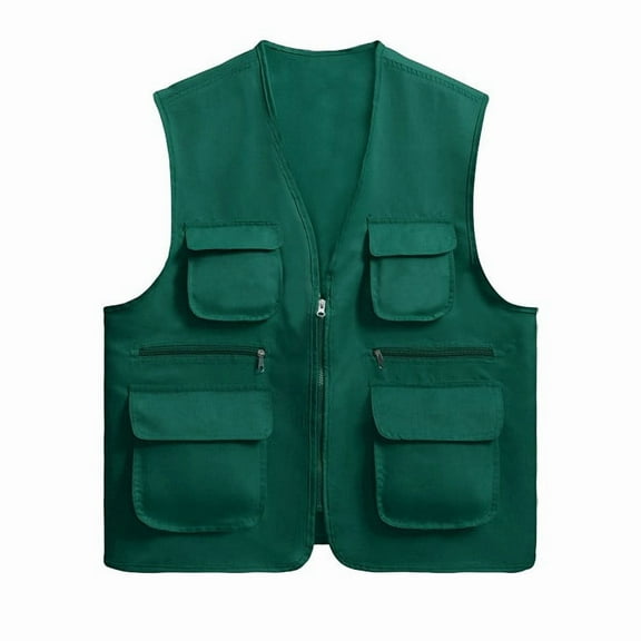 Men's Utility Fishing Vest Lightweight Outdoor Zip up Travel Work Cargo Vest Jacket with Multi Pockets
