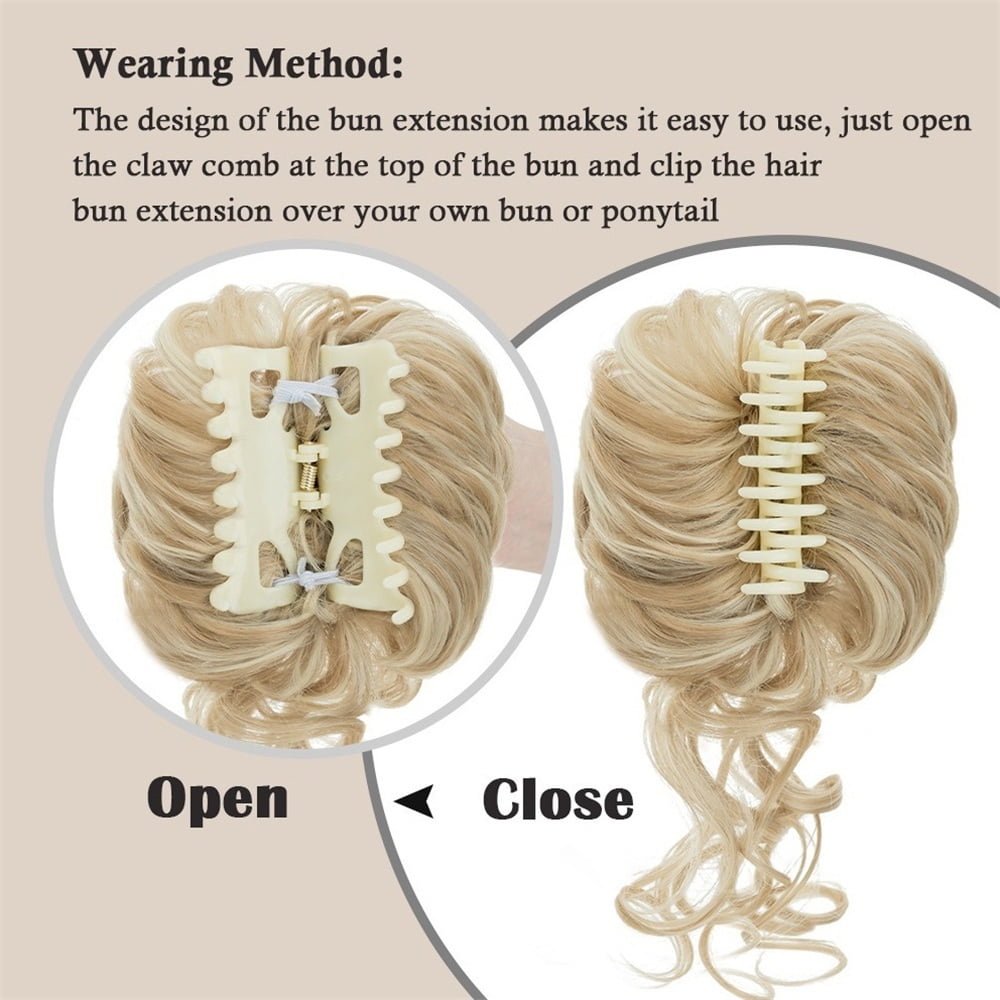 Messy Bun Hair Piece Claw Clip Curly Wavy Synthetic Tousled Updo Hair Extensions for Women