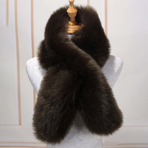 Women Winter Plush Scarf Crossover Furry Wrap with Side Slip Chic Layering Accessory Scarf